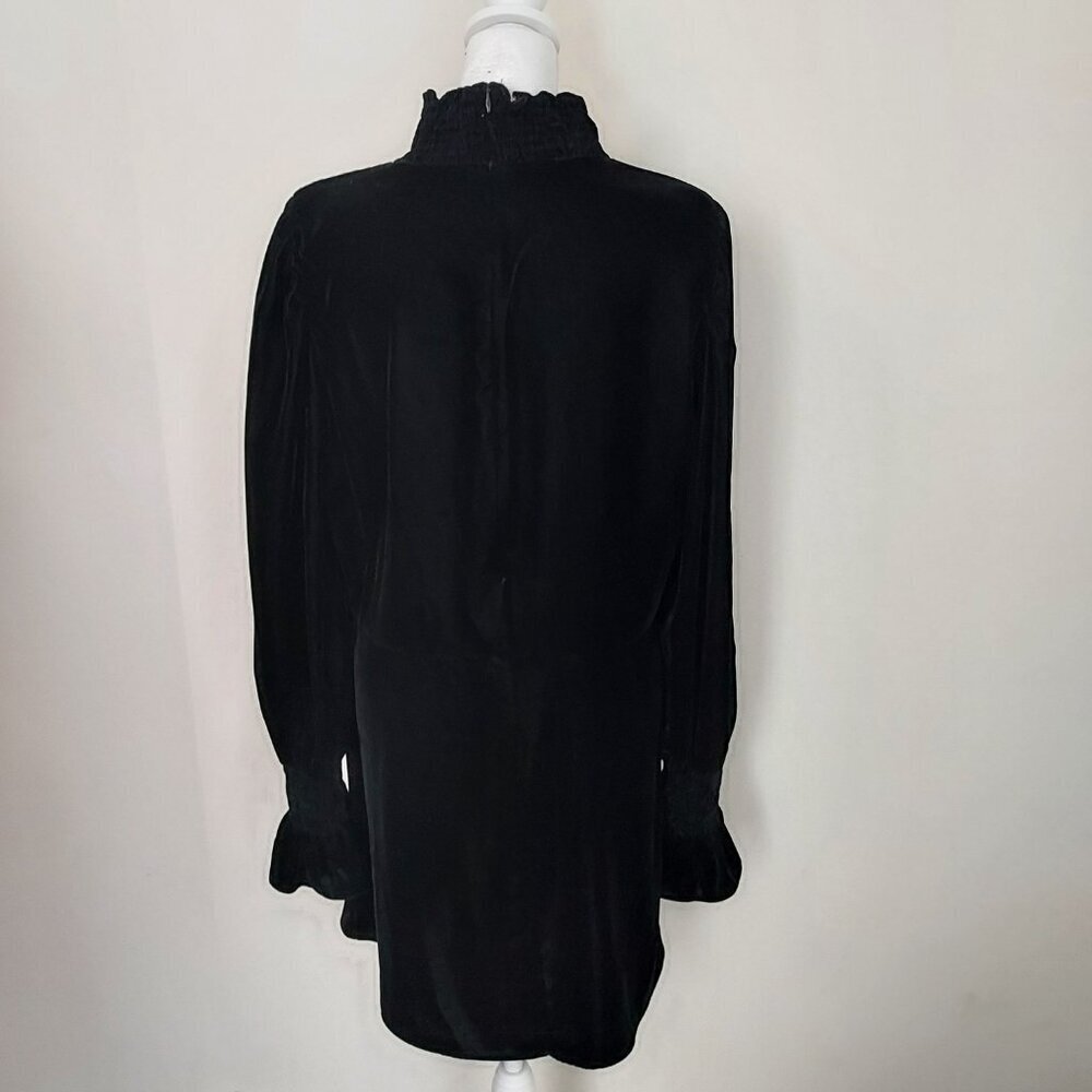 Black Puff-Sleeve Mini Dress with High Neck - Picture 7 of 15
